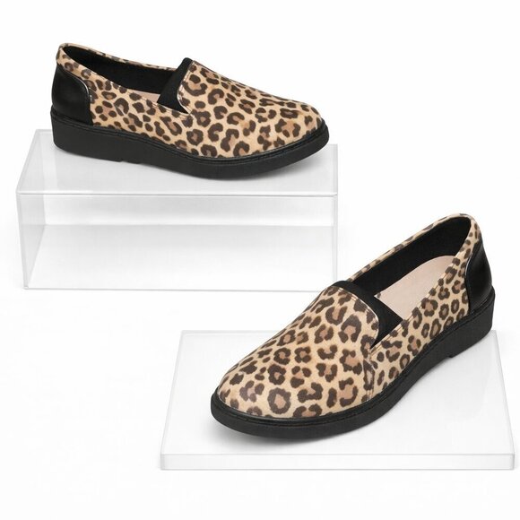 Clarks Shoes - CLARKS Sharon Leopard Loafers Slip-On Faux Suede Comfort Shoes Size 6M